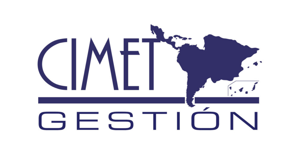 Logo de CIMET Gestión con un mapa de Iberoamérica